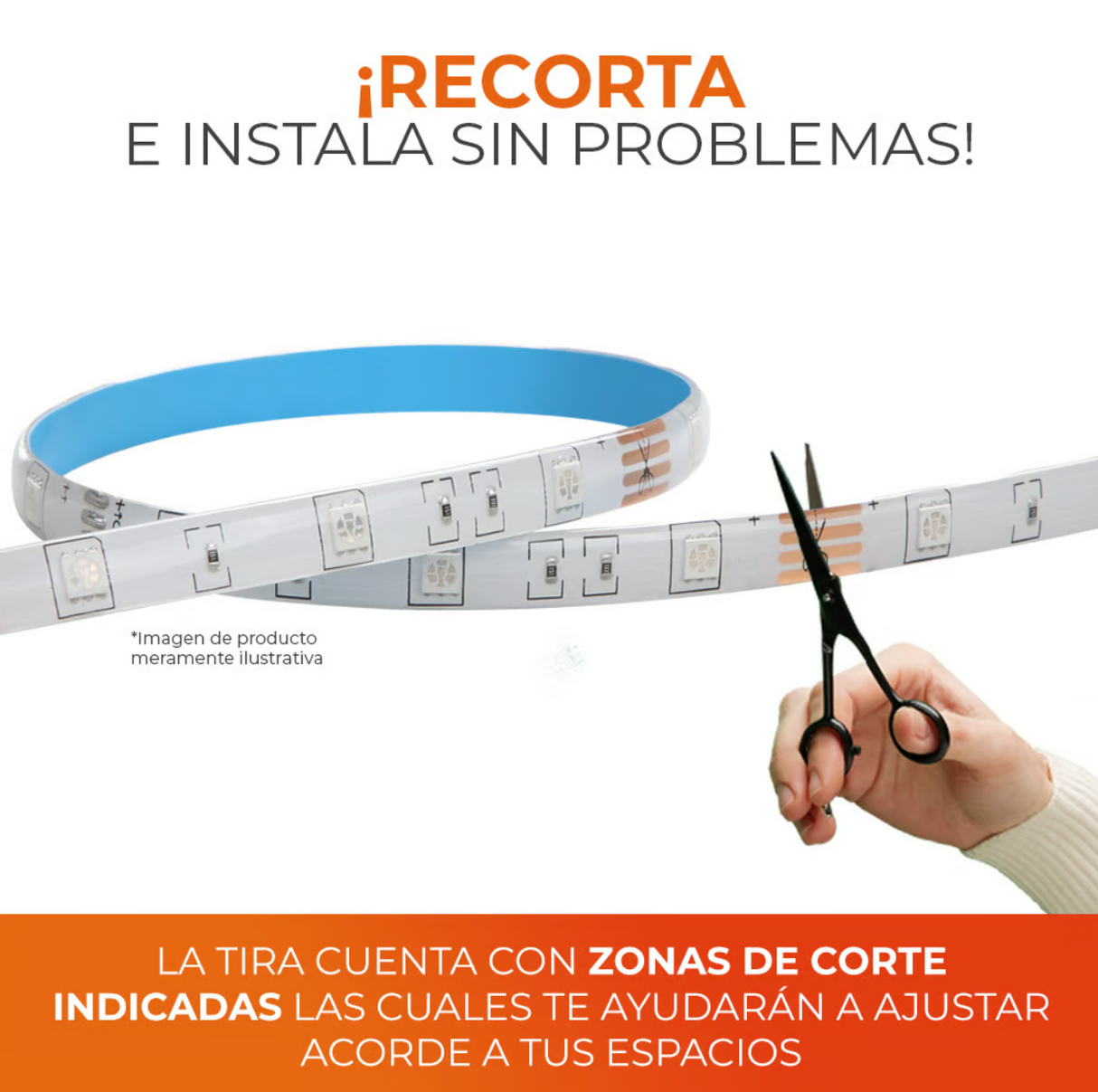 Tira LED TECNOLITE 5m 12W, Luz Suave Cálida 3000K