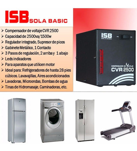 Regulador De Voltaje Sola Basic Cvr2500 2500va Entrada De 127v Y Salida De 104v - 127v Negro