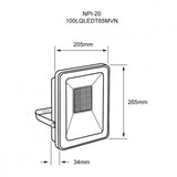 Reflector LED ZIBAL V 100W Luz fría 6500K