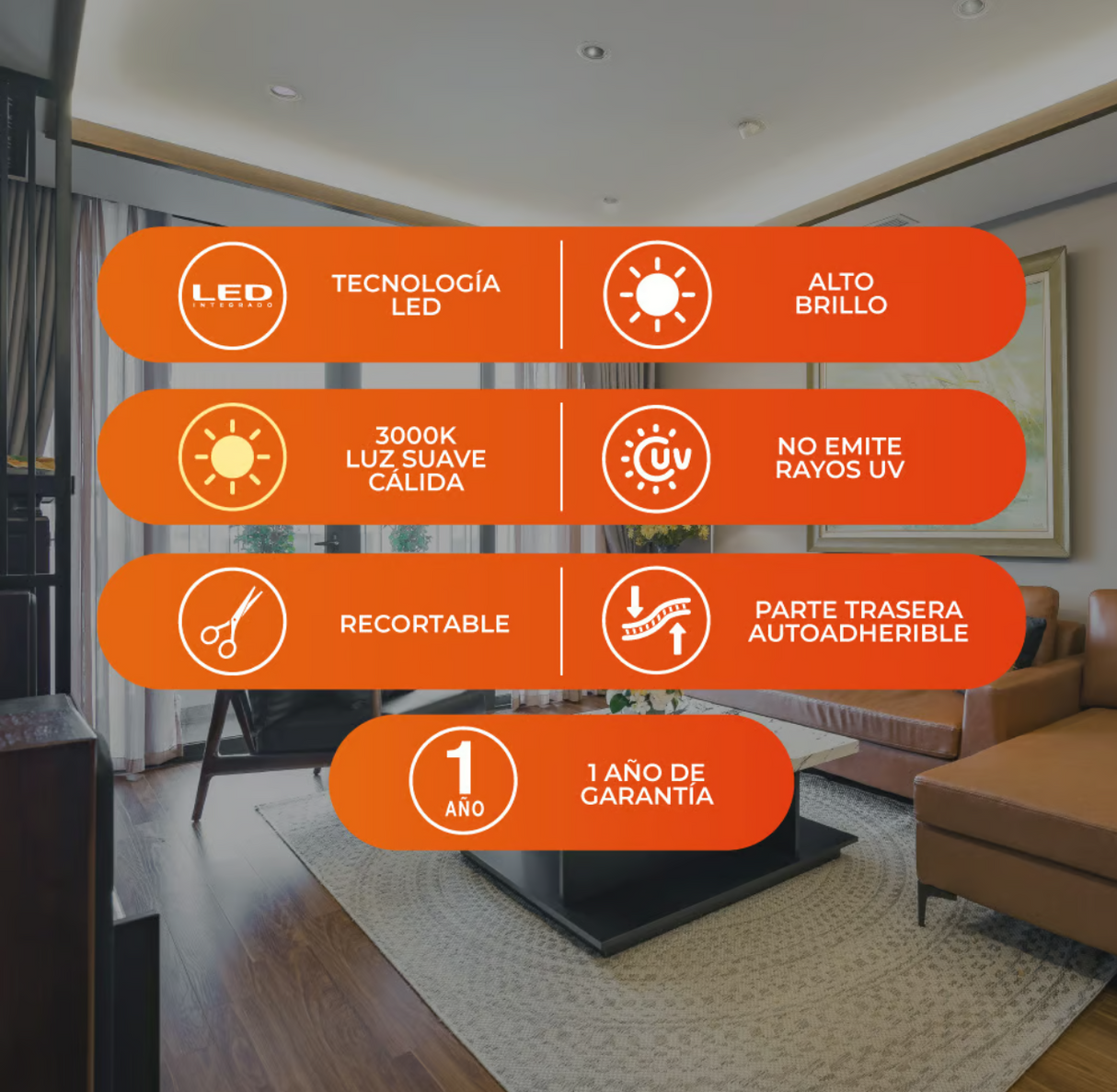 Tira LED TECNOLITE 5m 12W, Luz Suave Cálida 3000K